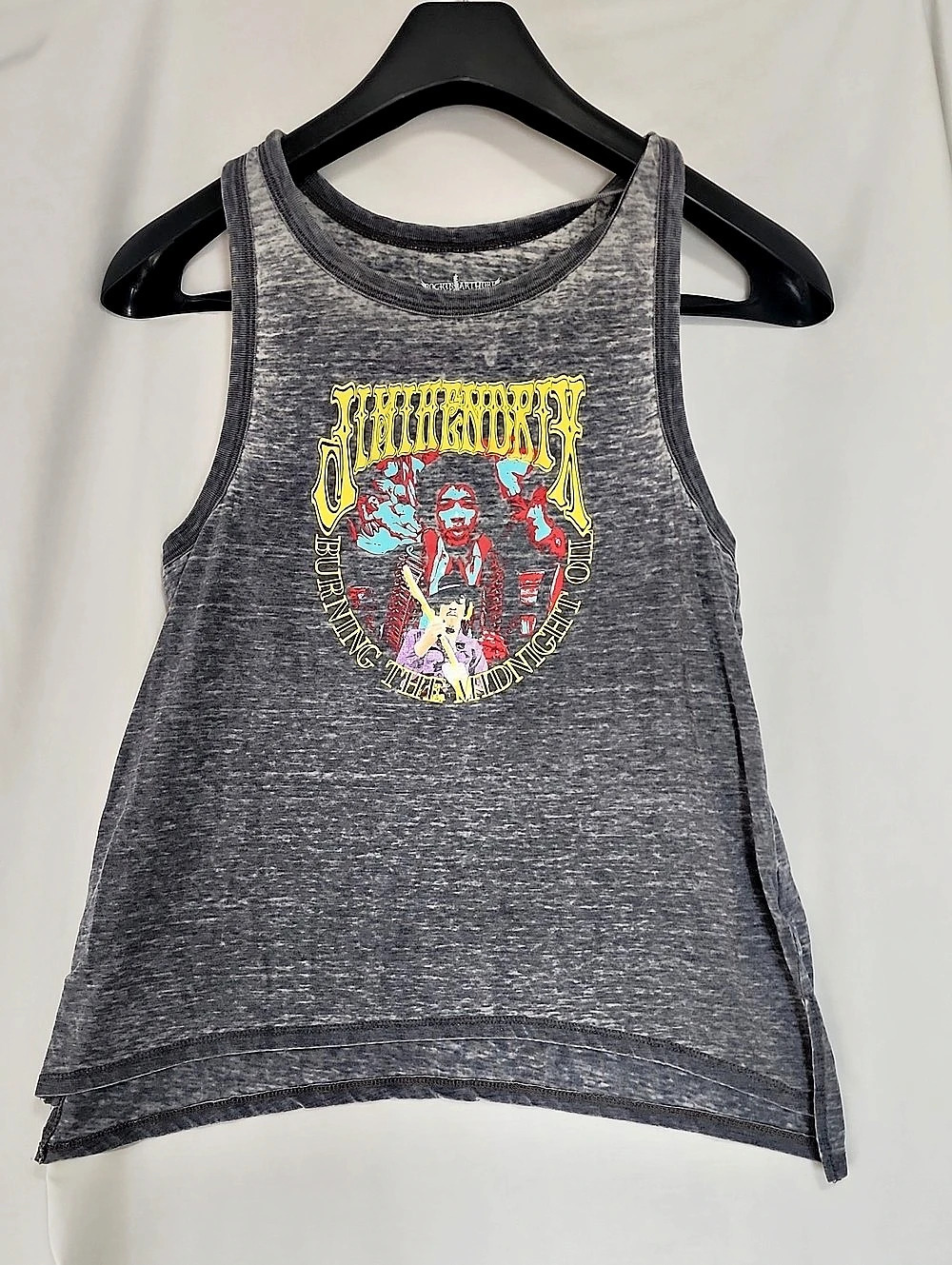 Rockin Artwork Jimi Hendrix Burning The Midnight Oil Tank Top Gray & Yellow